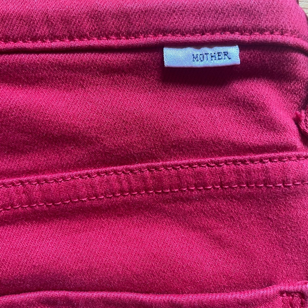 MOTHER Bold Red Denim High Waisted Weekender Skimp Jeans Sz28 - Picture 6 of 12